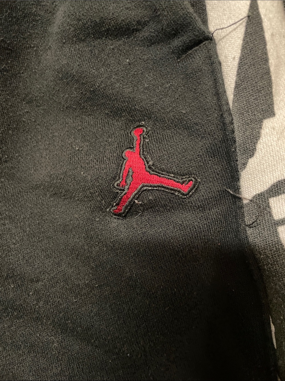 Jordan Black Joggers with Gray Side Stripes and Red Jumpman - Picture 2 of 4